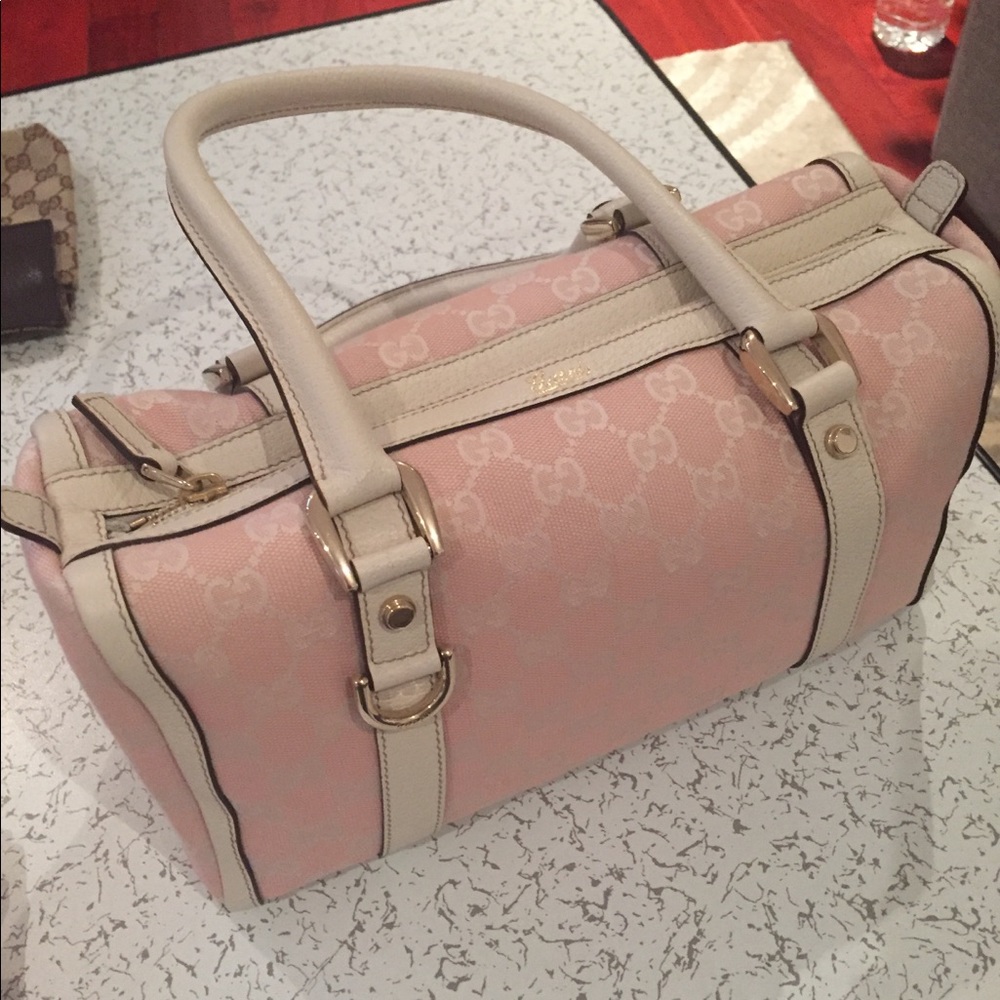 Authentic pink Gucci Boston bag